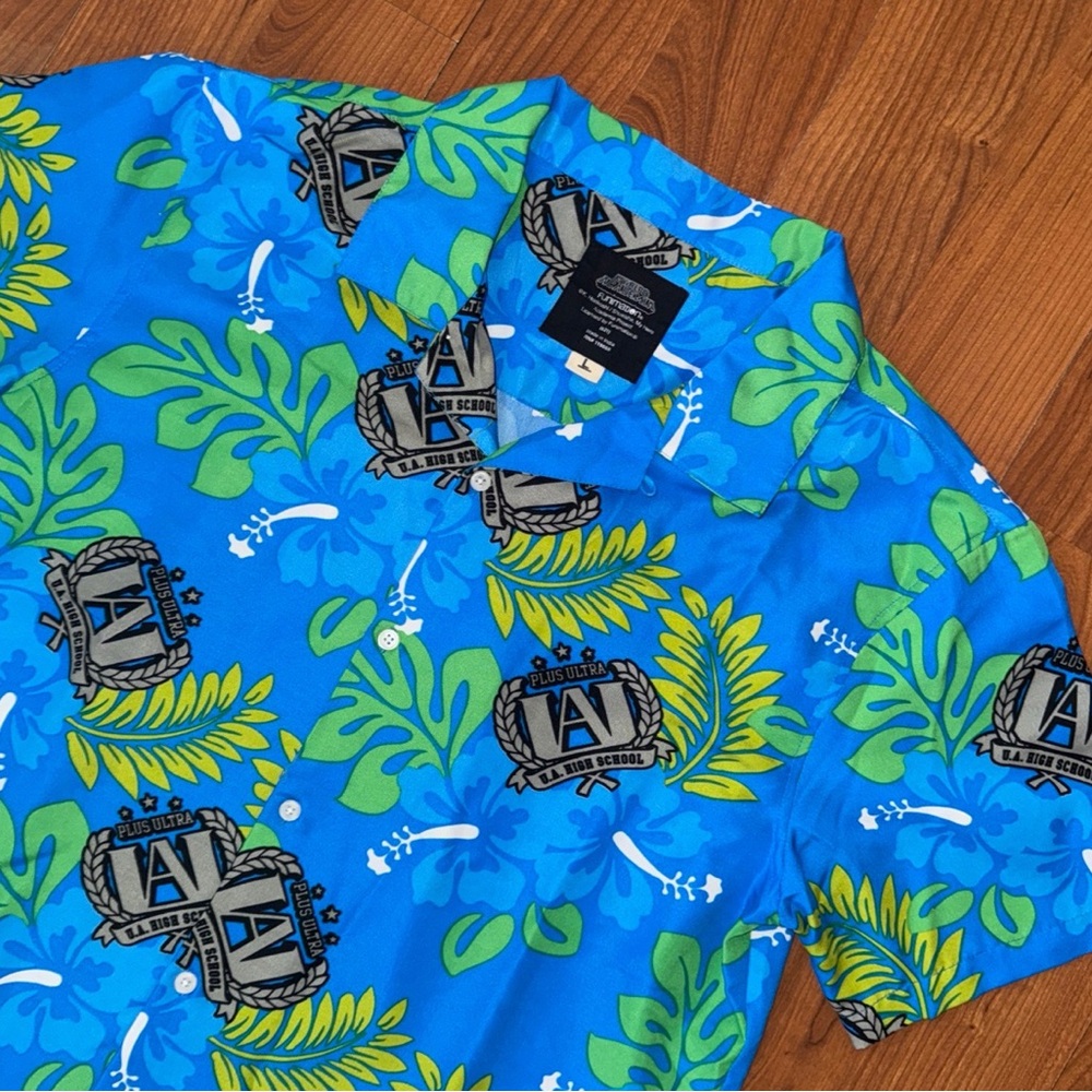 My Hero Academia Funimation Short Sleeve Hawaiian Style Button Up Shirt Men's L